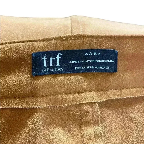NWOT, ZARA, Faux Suede Decorative Pocket Mini Skirt, Medium, Caramel - Picture 4 of 8